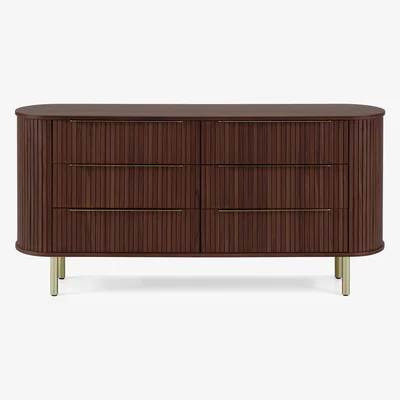 Made.com Tambo Wide Chest of Drawers, Walnut & Brass