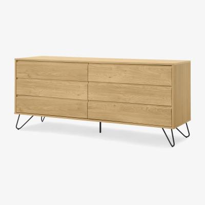 Made.com Elona Wide Chest of Drawers, Oak Effect & Black
