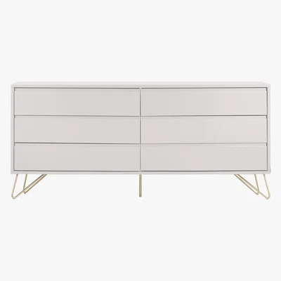 Made.com Elona Wide Chest of Drawers, Ivory White & Brass