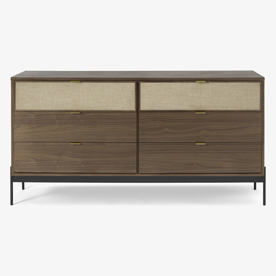 Made.com Balmore Wide Chest of Drawers, Walnut & Hessian