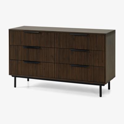 Made.com Anwick Wide Chest of drawers, Dark Stain Acacia & Black
