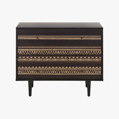 Maisons du Monde Two-tone 3-drawer chest of drawers with graphic motifs Mayana