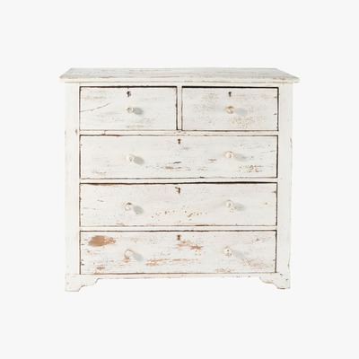 Maisons du Monde Distressed mango wood chest of drawers in white W 94cm Avignon