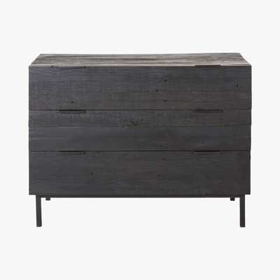 Maisons du Monde 3-drawer chest of drawers made of black recycled wood and matt black metal Akao