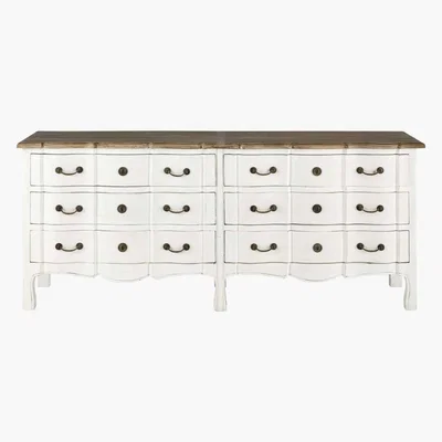 Maisons du Monde White Acacia and Mango Chest of 6-Drawers Versailles