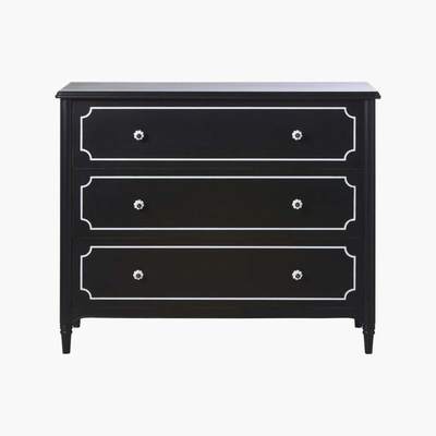 Maisons du Monde White and Black 3-Drawer Chest of Drawers Luzia