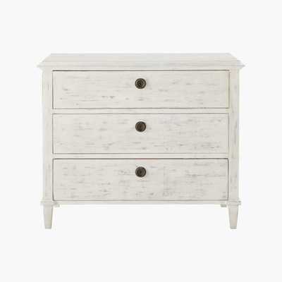 Maisons du Monde Aged Effect White Solid Pine 3-Drawer Chest of Drawers Ariane