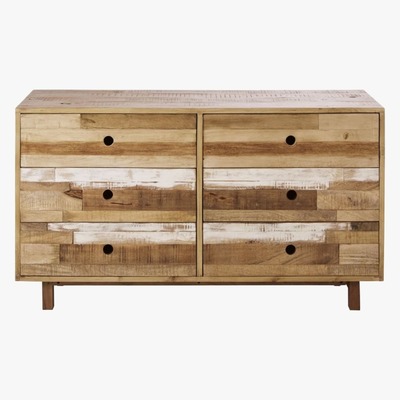 Maisons du Monde 6-drawer slatted effect solid mango wood double chest of drawers Mazaro