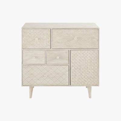 Maisons du Monde Off-White 5-Drawer 1-Door Storage Cabinet Zen Market