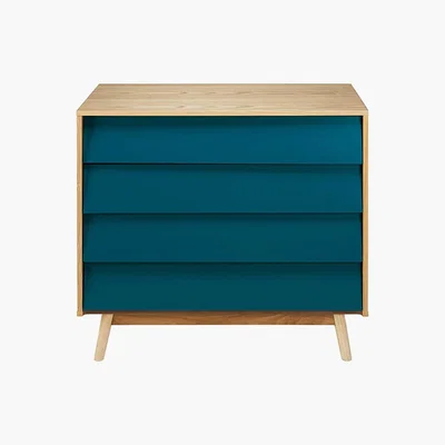 Maisons du Monde Vintage Petrol Blue 4-Drawer Chest Fjord