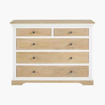 Maisons du Monde White Solid Mango Wood 5-Drawer Chest Cezembre