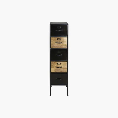 Maisons du Monde Mango wood and black metal 5-drawer storage cabinet Houston