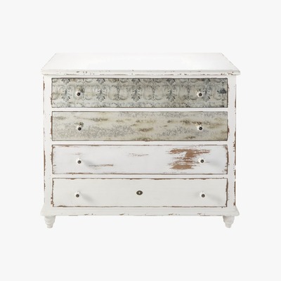 Maisons du Monde Aged Effect White 4-Drawer Chest of Drawers Faustine