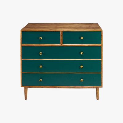 Maisons du Monde 5-drawer chest of drawers in green solid acacia Ikat