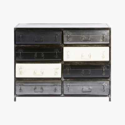 Maisons du Monde Metal 8-Drawer Industrial Cabinet Koffer