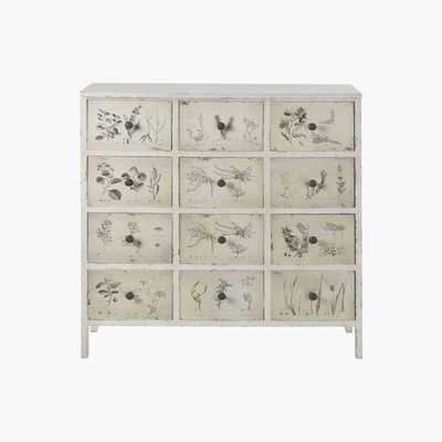 Maisons du Monde 12-Drawer Storage Cabinet with Ivory Floral Print Herboriste