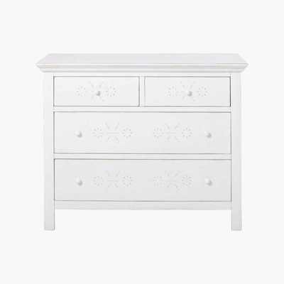 Maisons du Monde 4-drawer aged effect white pine chest of drawers Bianca