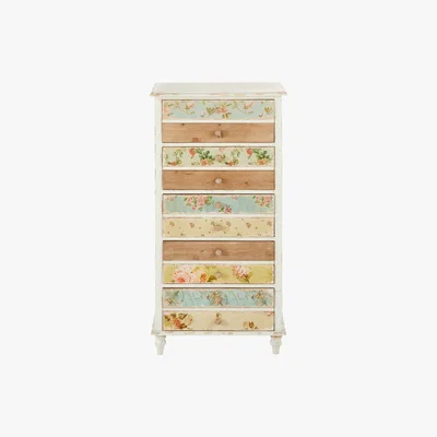 Maisons du Monde White 5-Drawer Chest with Floral Print Flora