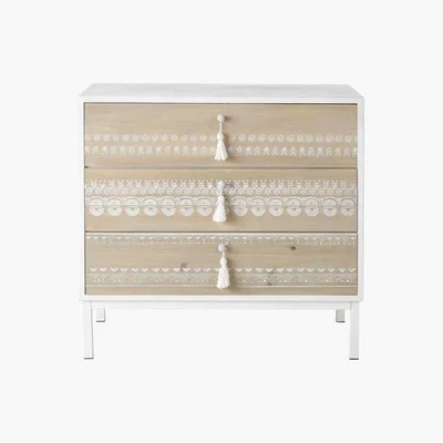 Maisons du Monde Metal and Solid Fir 3-Drawer Chest of Drawers Latika