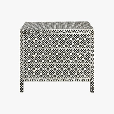 Maisons du Monde 3-drawer chest of drawers in mango wood and bone inlay Baikal