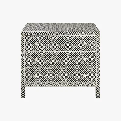 Maisons du Monde 3-drawer chest of drawers in mango wood and bone inlay Baikal