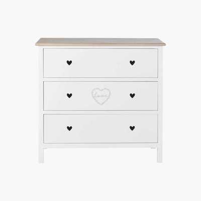 Maisons du Monde Heart Print 3-Drawer Chest of Drawers Mila