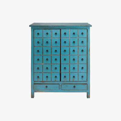 Maisons du Monde Antique blue pine 2-door, 2-drawer cabinet Baho