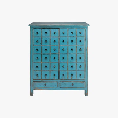 Maisons du Monde Antique blue pine 2-door, 2-drawer cabinet Baho