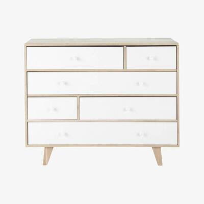 Maisons du Monde Paulownia Wood Scandinavian 6-Drawer Chest in White