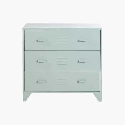 Maisons du Monde Pastel Blue Metal Industrial 3-Drawer Chest of Drawers Sunset universe