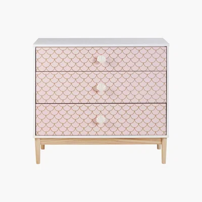 Maisons du Monde Pink Scales Print 3-Drawer Chest of Drawers Mermaid