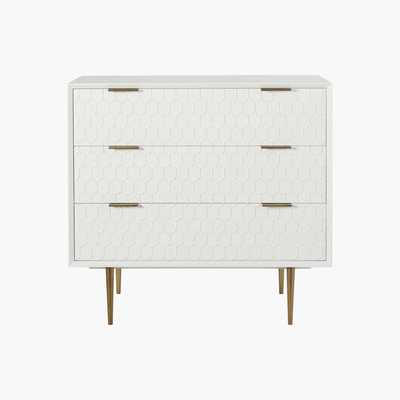 Maisons du Monde Satin-Finish White 3-Drawer Chest of Drawers Riverside