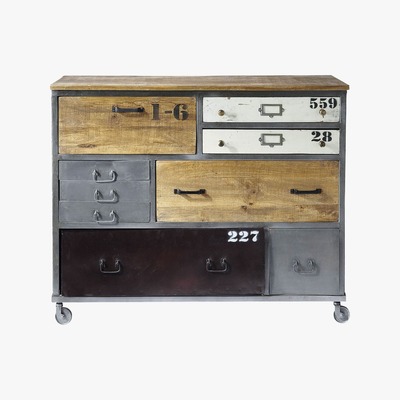 Maisons du Monde Metal and Mango Drawer Chest on Castors Lazare