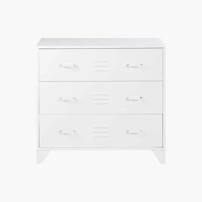 Maisons du Monde White Metal Industrial 3-Drawer Chest of Drawers Sunset universe