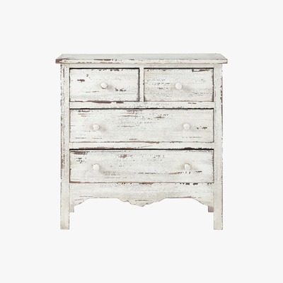 Maisons du Monde Distressed wood chest of drawers in white W 77cm Castillon