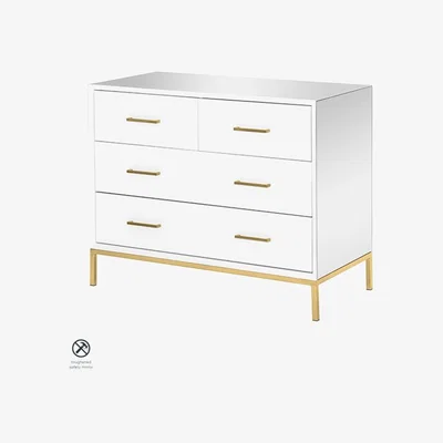 My Furniture Trio White and Champagne Gold Chest of Drawers
