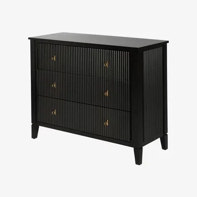 My Furniture Heidi Black Chest of Drawers Brass/Silver
