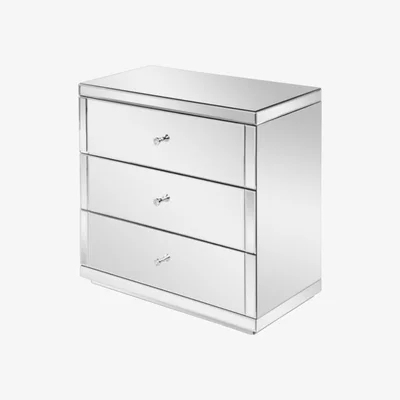 My Furniture FLAVIA Mirrored Low Chest with 3 Drawers and Plinth