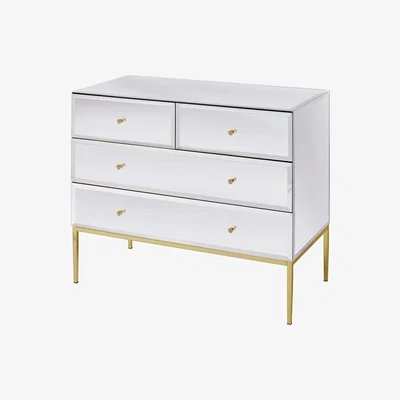 My Furniture Stiletto Toughened White Glass and Brass Chest of Drawers