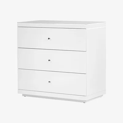 My Furniture Pimlico White Glass Three Drawer Chest
