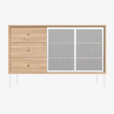 Made in Design Gabin Dresser - / Height - 3 draws - L 80 cm - Metal / Exclusive colour by Hartô White/Natural wood