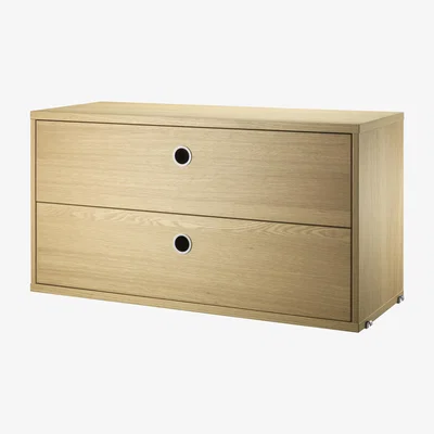 Made in Design String® System Crate - / 2 drawers - L 78 cm by String Furniture Natural wood