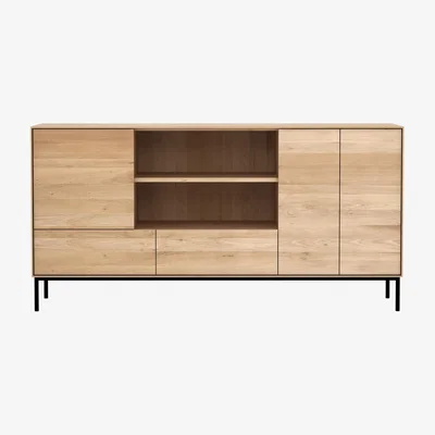 Made in Design Whitebird Dresser - / Solid oak L 180 cm / 3 doors + 2 drawers by Ethnicraft Black/Natural wood