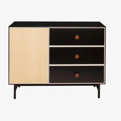 Made in Design Essence Chest of drawers - / L 100 x H 75 cm - Wood & rattan by Maison Sarah Lavoine Black