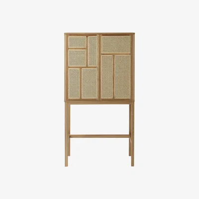 Made in Design Air High dresser - / Rattan cane-work - L 80 x H 154 cm by Design House Stockholm Natural wood