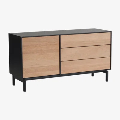 Made in Design Modulo Dresser - / L 130 cm - 1 door + 3 drawers by Ercol Black/Natural wood