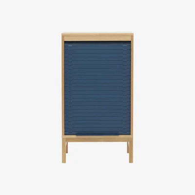 Made in Design Jalousi Bas Chest of drawers - / H 101 cm - Wood & plastic curtain by Normann Copenhagen Blue/Natural wood