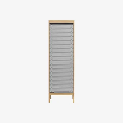 Made in Design Jalousi Haut Chest of drawers - / H 180 cm - Wood & plastic curtain by Normann Copenhagen Grey/Natural wood