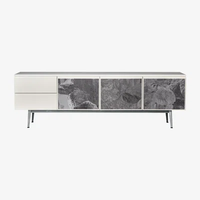 Made in Design Voltaire Dresser - L 240 cm / 3 fabric doors by Diesel with Moroso White/Grey