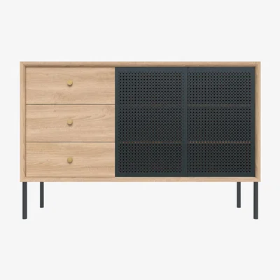 Made in Design Gabin Dresser - / Height - 3 draws - L 120 cm - Metal by Hartô Grey/Natural wood